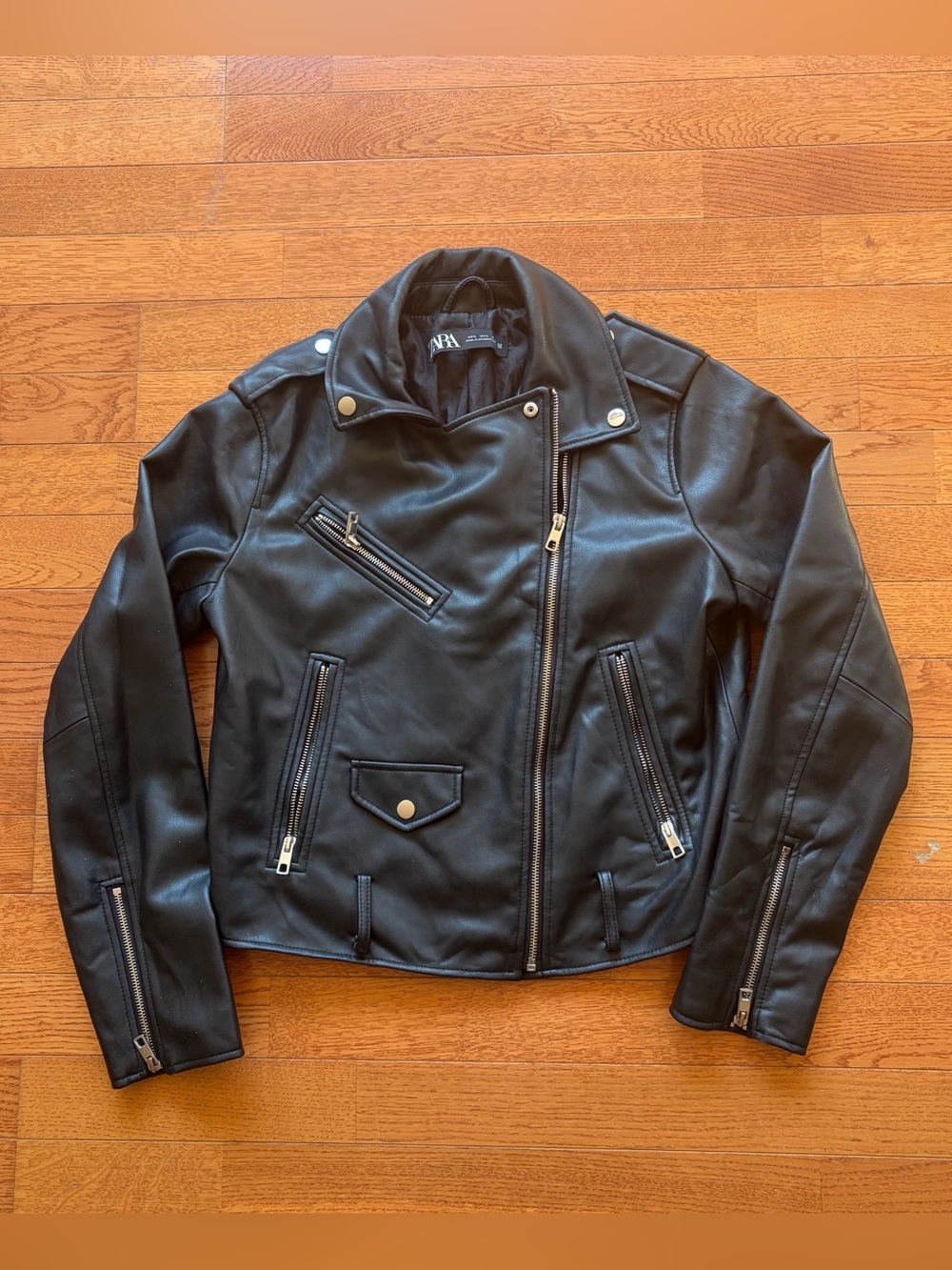 Zara Faux Leather Black Biker Jacket